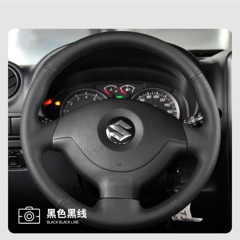 

Hand-sewn For Suzuki Steering Wheel Cover Anti-skid Genuine Leather 07 09 10 11 12 Auto Interior Braid Steering Wheel Cover Wrap