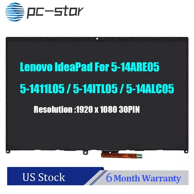 

5D10W89585 LCD Touch Screen Dispaly Assembly w/ Bezel for Lenovo ideapad Flex 5-14ARE05 FHD 30PIN
