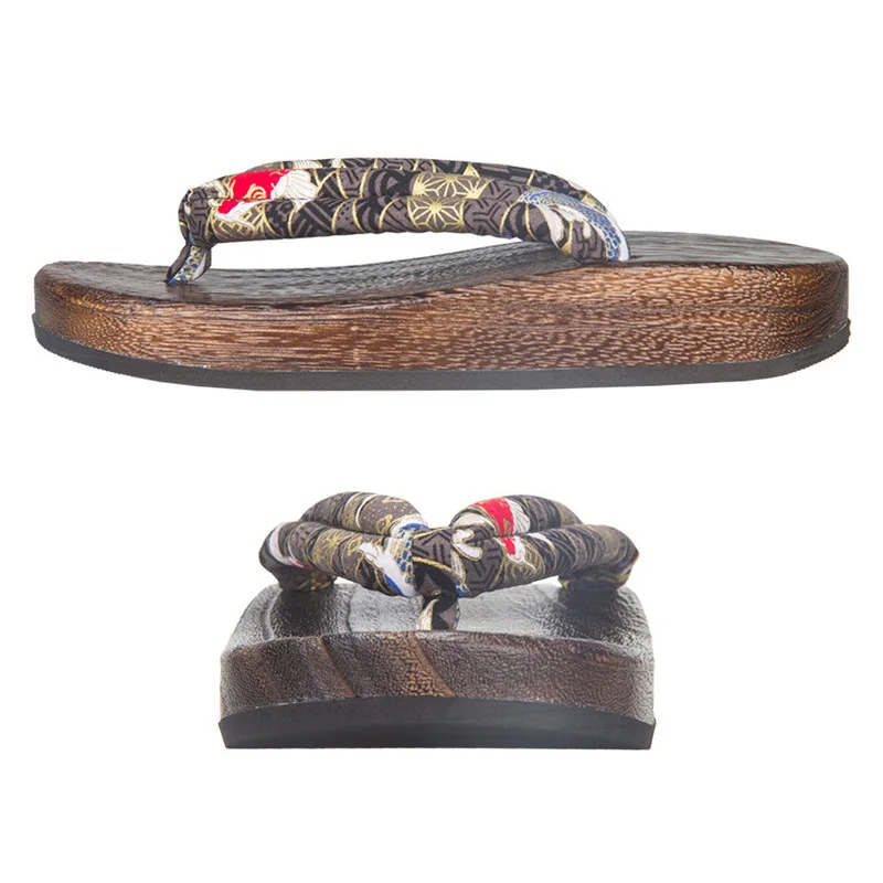 2026 New Men's Japanese Geta Sandals Paulownia Wood Thick Sole Non-Slip Height Increasing Flip Flops Indoor Outdoor Slippers 3
