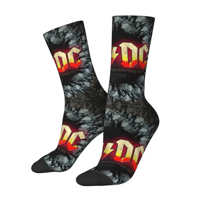 AC DC Rock Roll Band Mens Crew Socks Unisex Cute Heavy Metal Music Spring Summer Autumn Winter Dress Socks