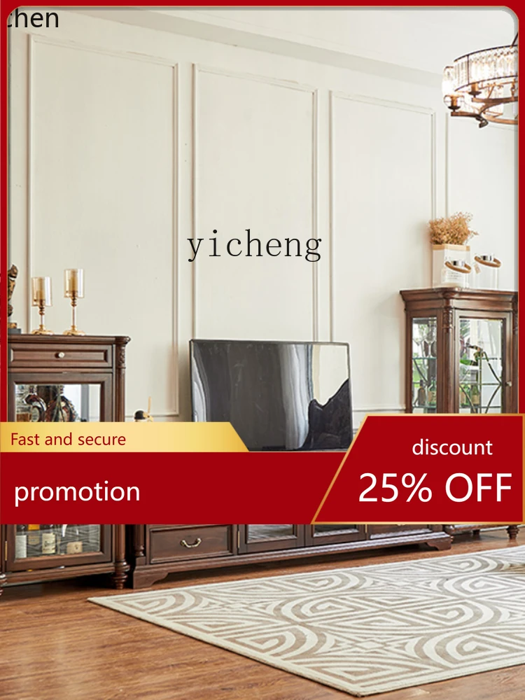 

YFY Luxury Vintage Peach Heart Solid Wood Sideboard TV Cabinet Side Clothes Closet