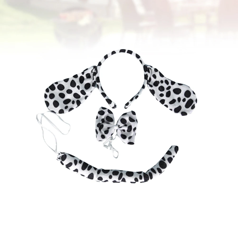 

2 Pcs Headband Set Ties Ears Tail Dalmatian Animal Costume Decoration Cosplay Dog Rabbit