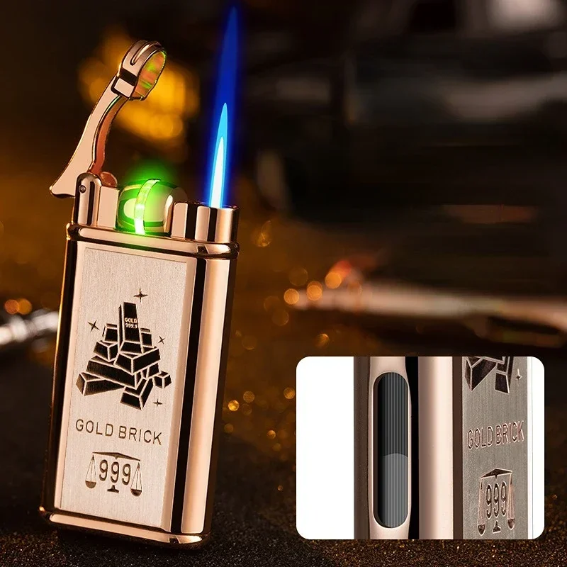 Inductive Brand Light Battery Ignition Butane Gas Lighter Metal Windproof Visible Gas Bin Creative Cigar Smoking Accessories