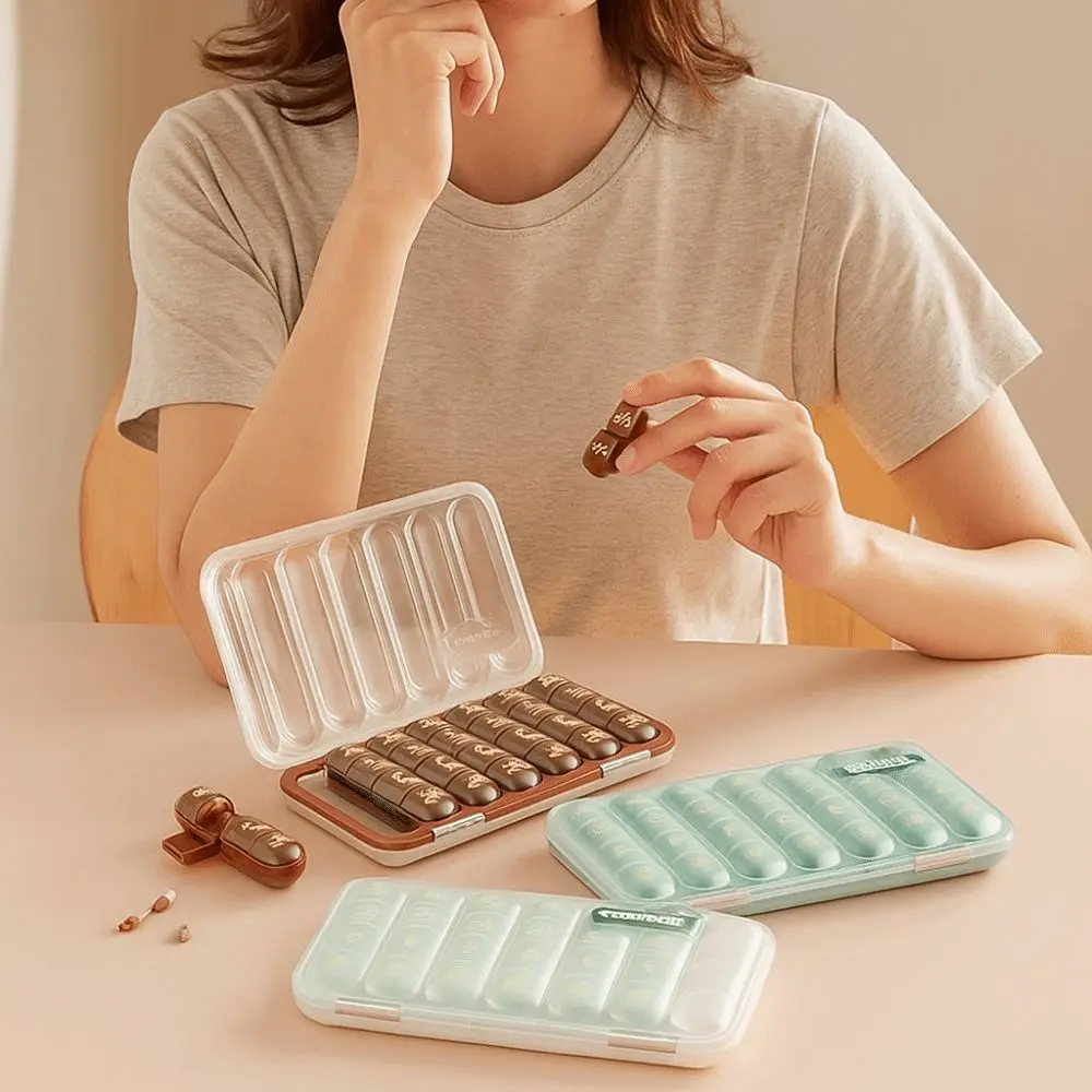 

21 /28 Compartments Pill Organizer Separate Grid 3/4 Times-a-Day Daily Pill Case Large Capacity Reusable Pill Storage Box