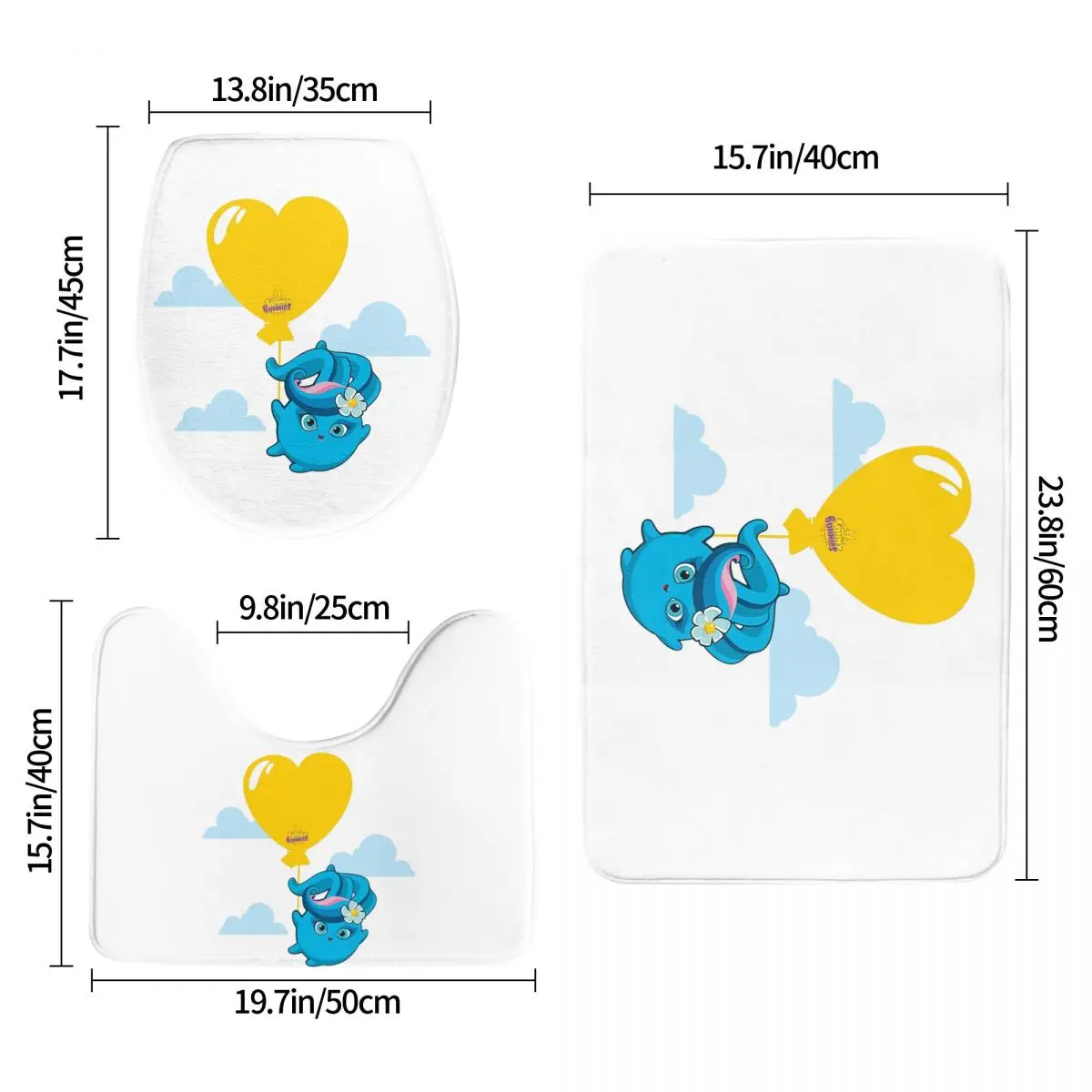 صني الأرانب 3 قطعة حمام حصيرة الحمام مجموعة غطاء المرحاض غطاء ديكور المنزل عدم الانزلاق السجاد سجادة أرضية