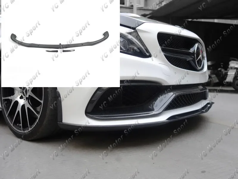 Car Accessories Carbon Fiber PSM Style Front Lip 3pcs Fit For 2015-2016 MB W205 C63 Coupe Front Lower Splitter