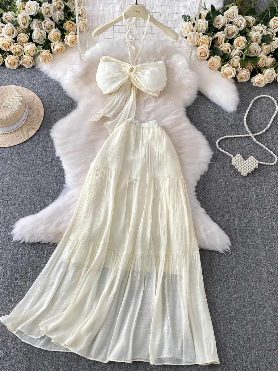 

Foamlina, модный шикарный сексуальный мягкий топ-бандо с завязками на шее, комплект из двух предметов с юбкой для похудения с высокой талией, комплект для женщин