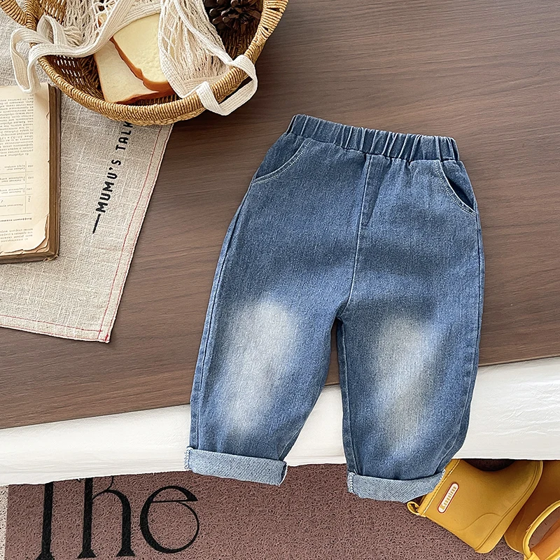 2-teiliges Kleidungsset für Jungen, künstlich zweiteiliger, kariertes Polo-Sweatshirt mit Cartoon-Hund-Aufdruck + Jeanshose mit elastischem Bund, Frühling – Detail 12