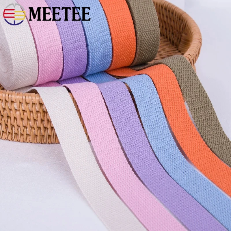 

20Meters Meetee 20-50mm Cotton Webbing Strap Backpack Shoulder Straps Clothes Bias Binding Luggage Band DIY Sewing Accessories