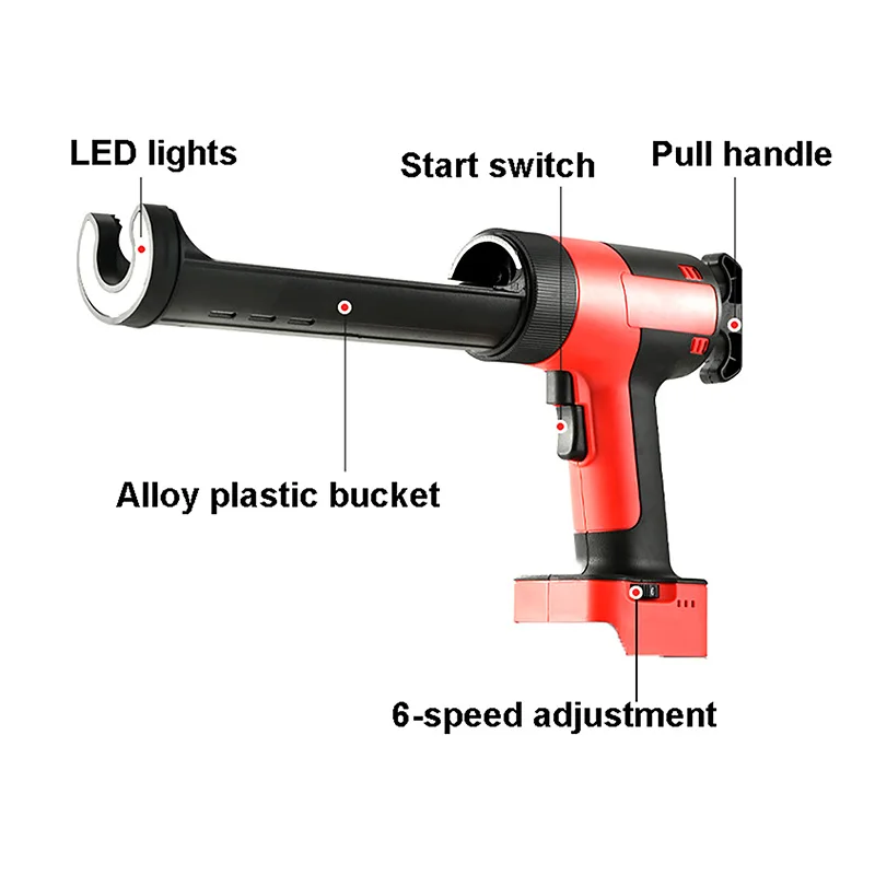 21V Electric Caulking Gun For Makita Battery (No Battery) Six-Speed Adjustment Crack Filler Gun With LED Light Home Power Tools