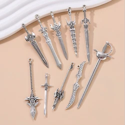 10pcs New Sword Alloy Charms Weapon Mini Cute Fun Pendants For Making Handmade DIY Jewelry Accessories Necklace Findings