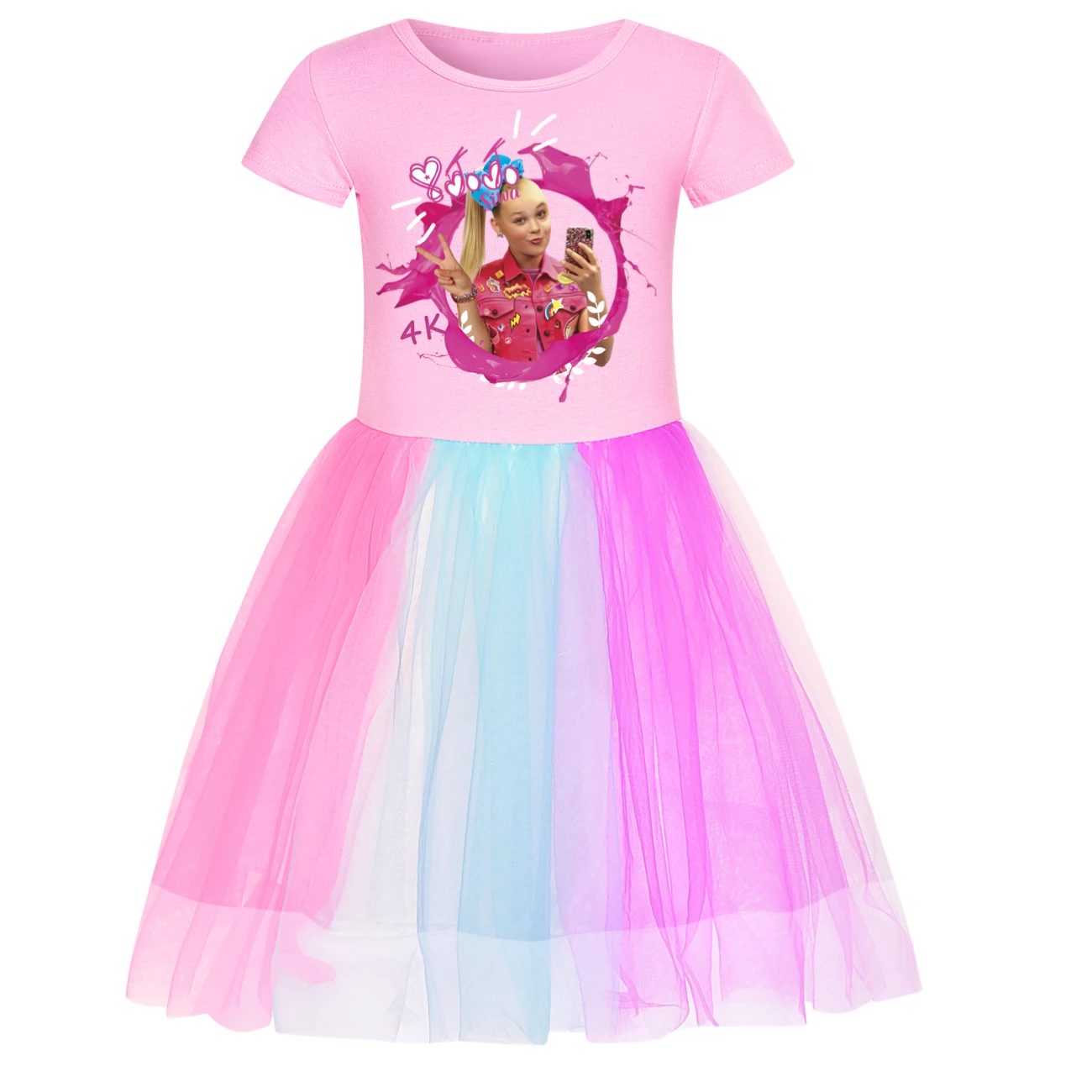 Girls Cotton Casual Rainbow Dress Kids Jojo Siwa Short Dresses Child Cartoon Girls Dresses Toddler Dress For Baby Girls Clothing