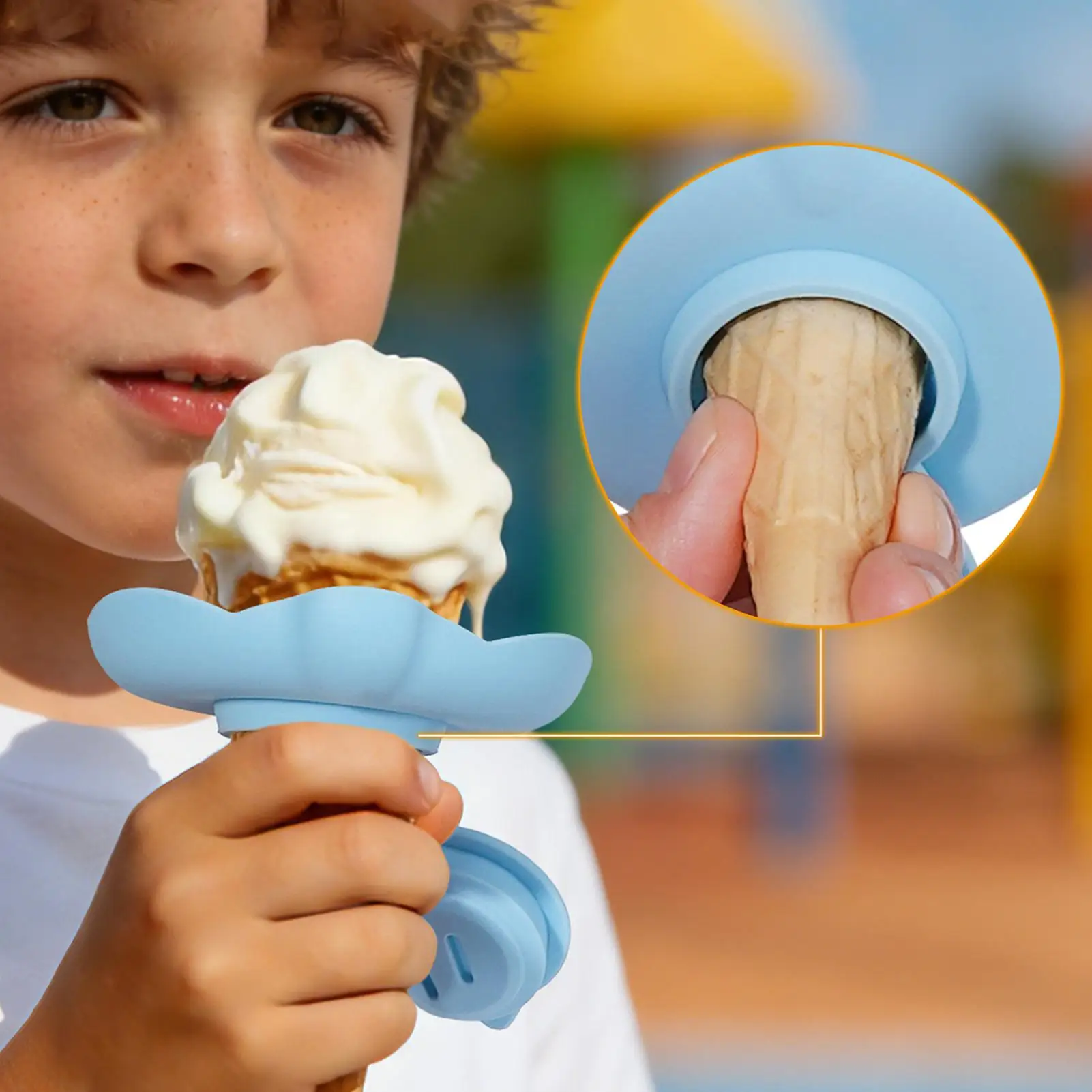 Ice Cream Drip Catcher Keeps Hands Clean Reusable 4 Pieces Catch Drips Ice Cream Cone Holder for Boys Girls Young Child Sofa