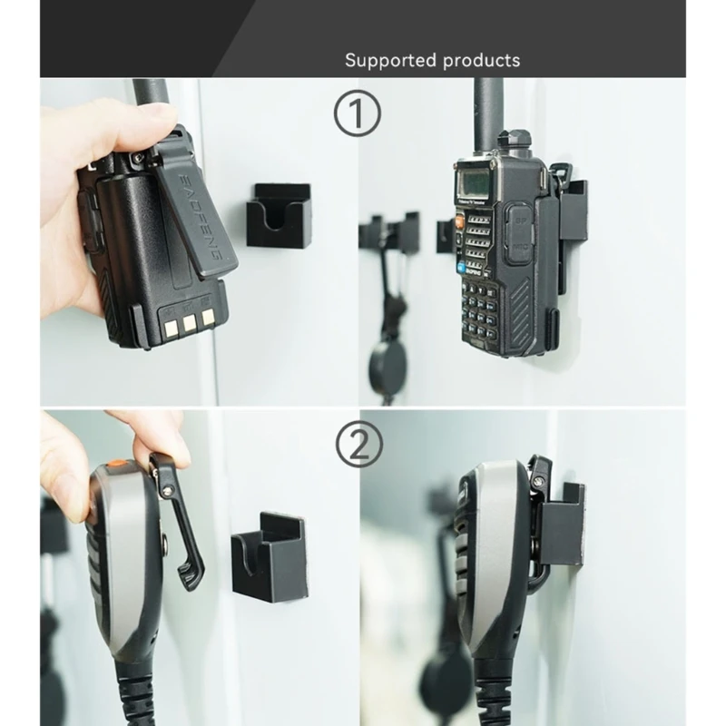 Y1UB Universal 3 ใน 1 คลิปสะดวกและอเนกประสงค์ Wall Mount ABS Mount พร้อมกาวติดตั้งง่าย Walkies Talkies Hold