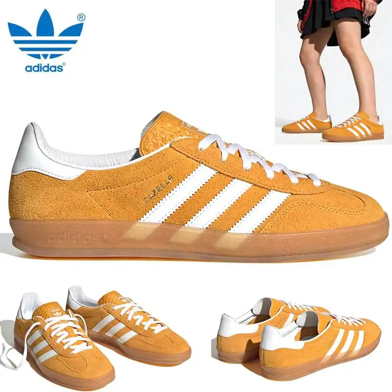 2026 nuevas zapatillas Adidas GAZELLE INDOOR para mujer, zapatillas clásicas para entrenamiento de skate, zapatos informales bajos, cómodos y ligeros HQ8716