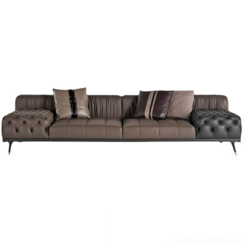 Italian minimalist pull-up sofa light luxury villa living room size apartment designer technology cloth Internet celebrity sofa