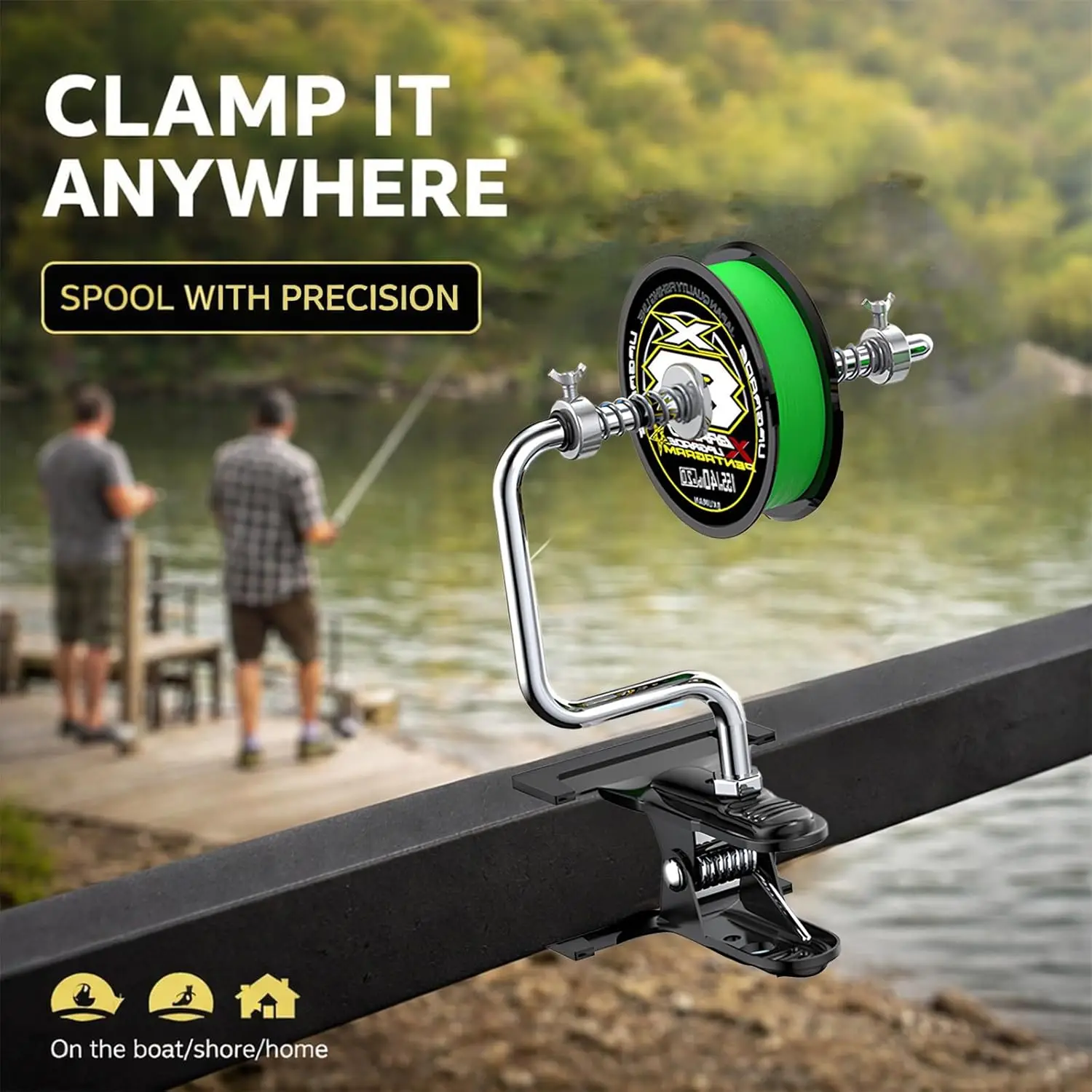 Portable Fishing Line Spooler Adjustable Spooling Station Fit Spinning Baitcasting Reels Multiple Line Spool Sizes Winder Tool