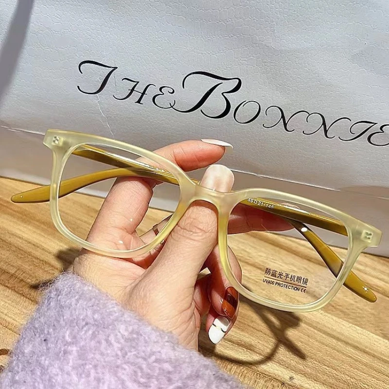 

Fashion Anti Blue Light Square Glasses Vintage Trendy Brand Design Matt Eyeglasses Women for Decoration Computer Eyewear for Men