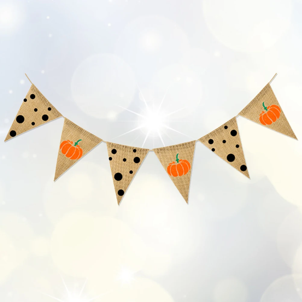 

2 set Pumpkin Linen Banner 2 Sets Fall Festival Decorations Halloween Linen Halloween Banner Party Supplies Classroom Melon Flag