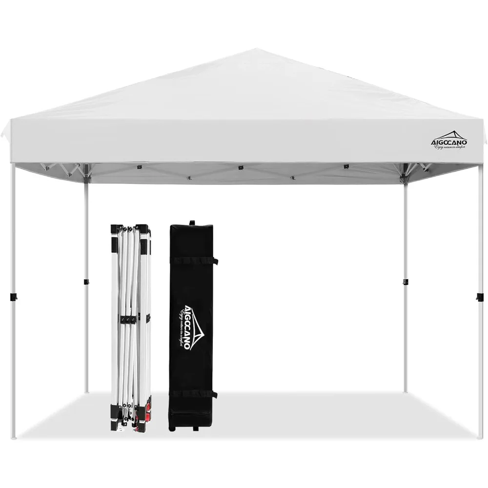 

10x10 Instant Outdoor Canopy Tent with Wheeled Bag for Party Events in White