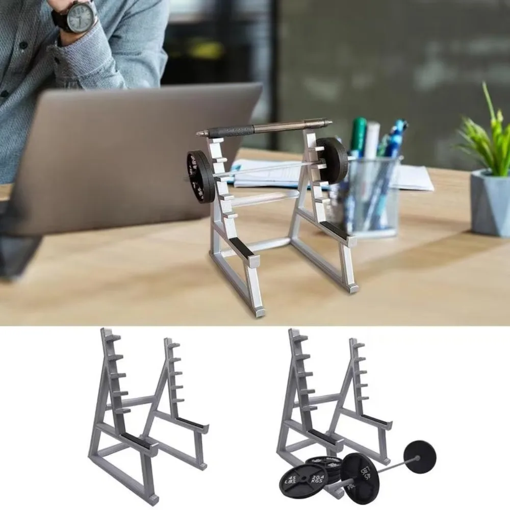 New With Barbells And Weights Barbell Rack Pen Holder Gym Theme Metal Desk Pen Organizer Stationery Storage Rack Gift