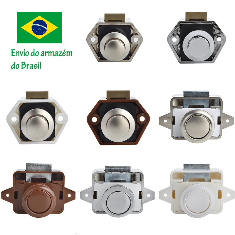 Kak 10 pçs campista carro push lock rv caravana barco a motor casa armário gaveta trava botão fechaduras móveis fechadura da porta ferragem