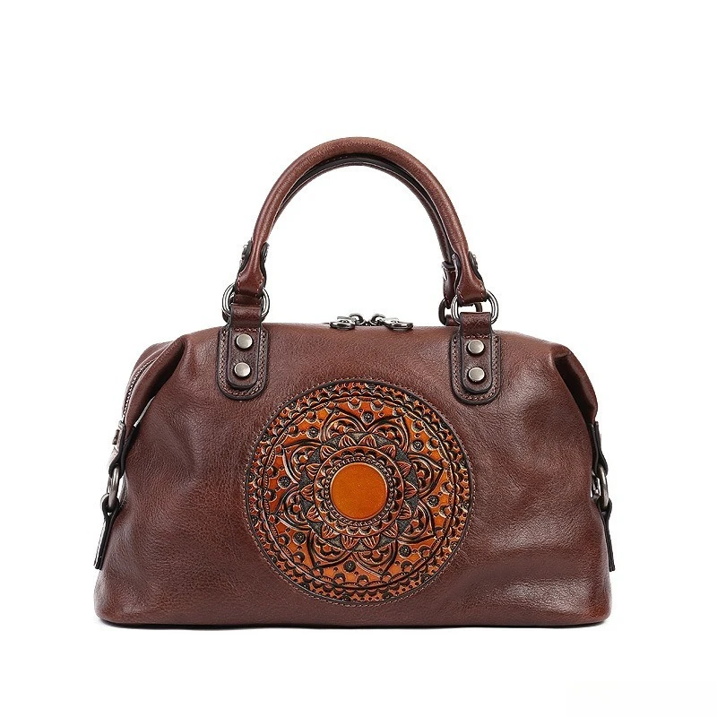 Timeless Vintage Work Shoulder Bag for Women Genuine Leather Full Grain Leather Vegetable Tanned Luxury Handbag Luxury Designer