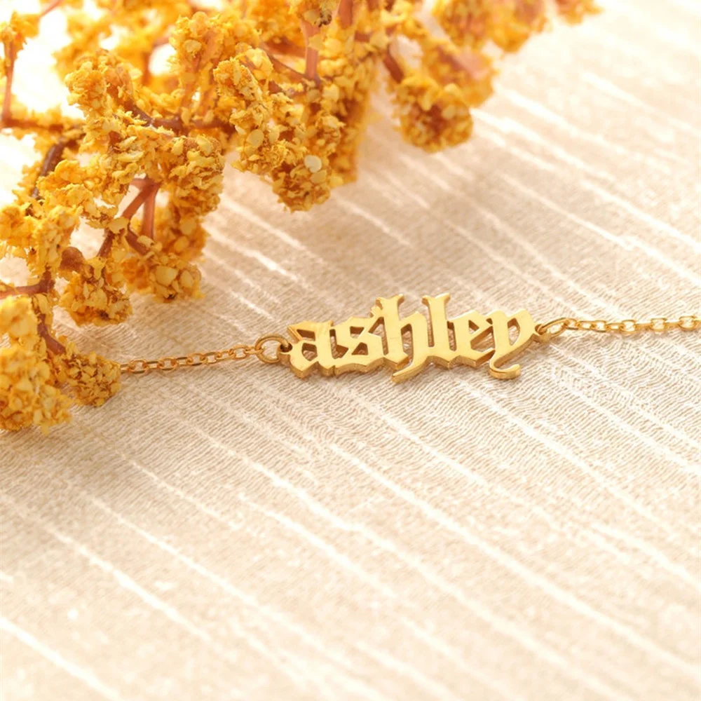 Customized Name Anklet Women Custom Personalized Stainless Steel Jewelry Nameplate Bracelet Summer Beach Jewelry Dropshipping