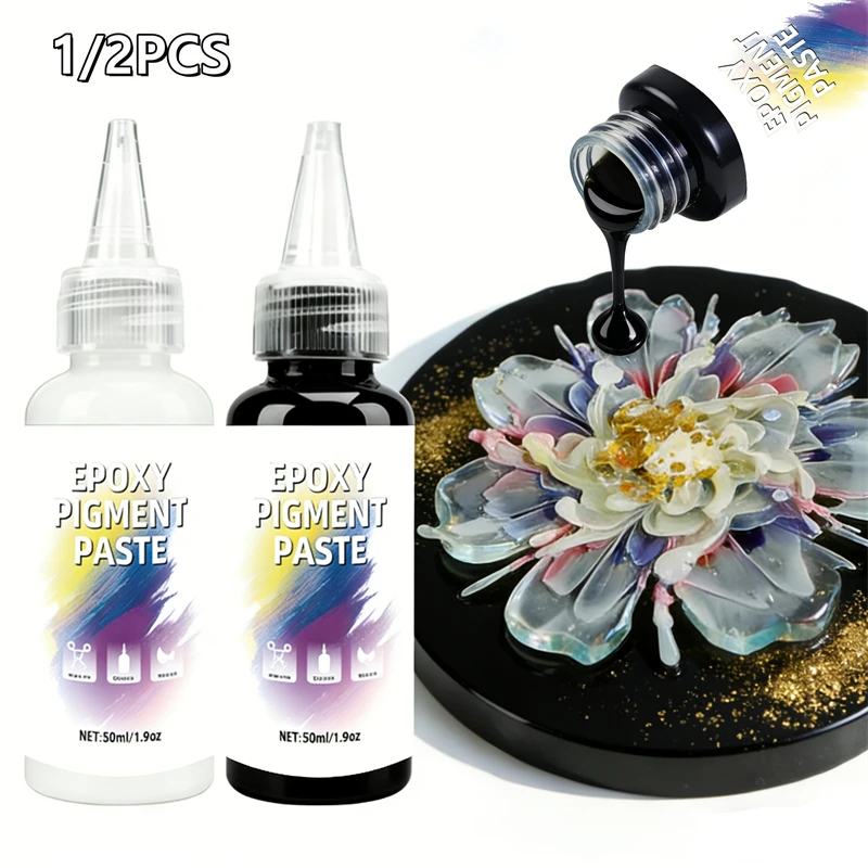 50/100ml White/Black Epoxy Resin Pigment Paste High Concentration Non-Toxic Easy Mixing Versatile Dye For Resin Coloring DIY Art