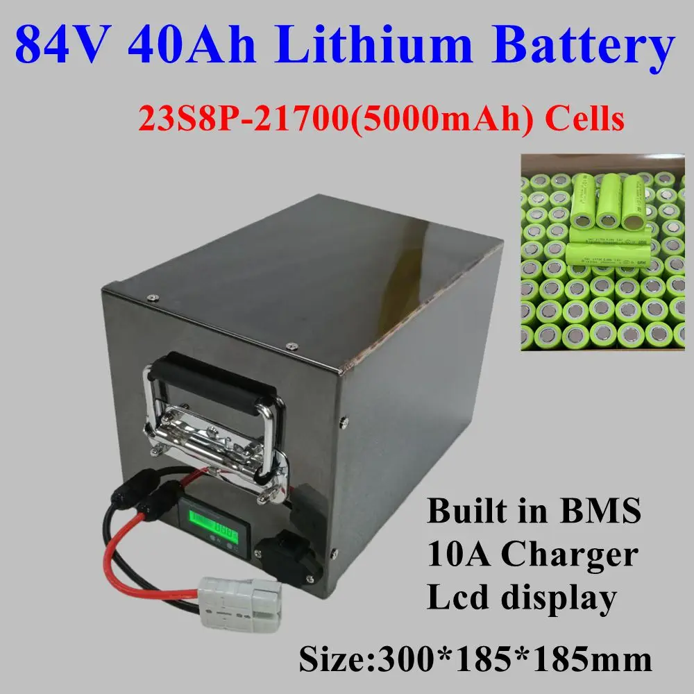 New arrive 84V 40Ah lithium ion battery pack ANT BMS with bluetooth for 5000W 8000W E-motorcycle E-bike  Scooter + 110A charger