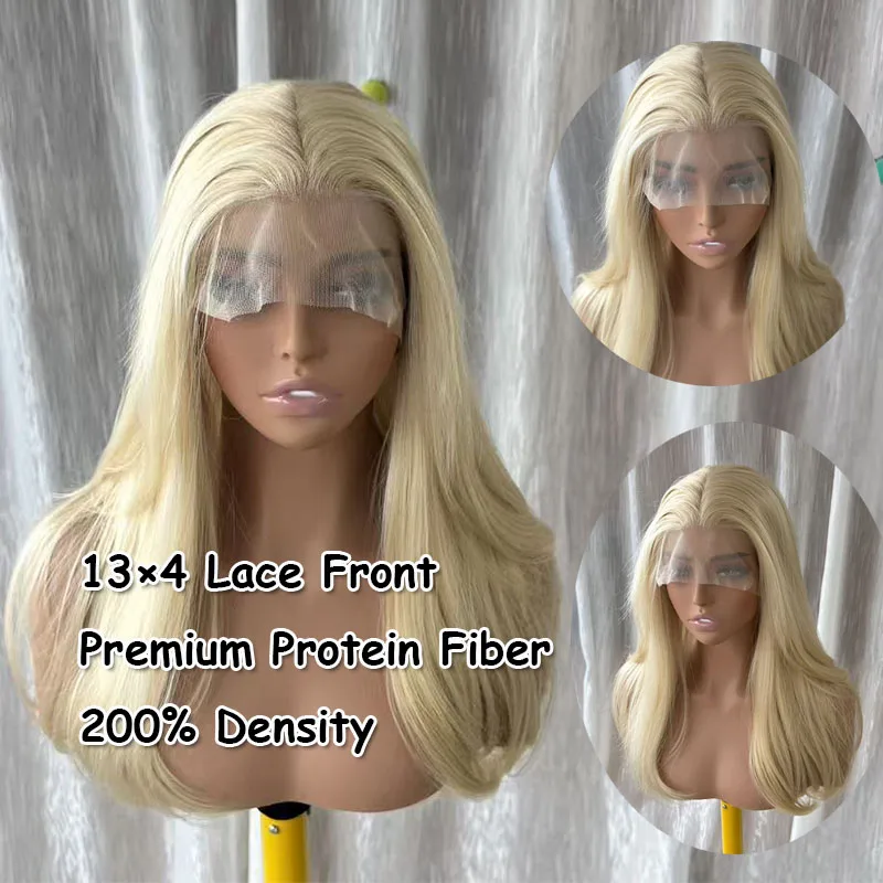 Blonde Long Wavy Lace Front Wig for Women Heat Resistant Synthetic Hair Natural Looking Daily Party Cosplay Wig