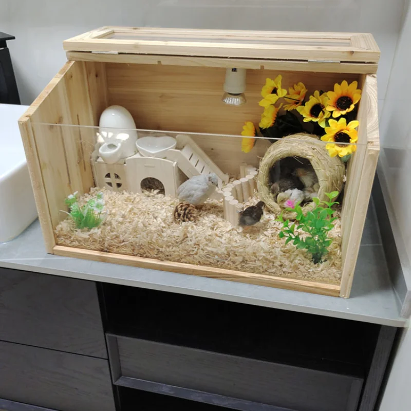 

Solid wood rutin chicken feeding box breeding pet insulation nest large size luxury landscaping Cole climbing pet hamster feedin