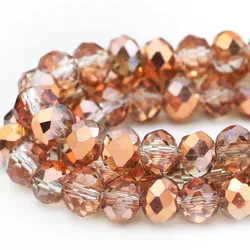 Rose Golden Flat Faceted Round Transparent Glass Spacers Loose Beads For Jewelry Making DIY Love Bracelets Accessories 3/4/6/8MM