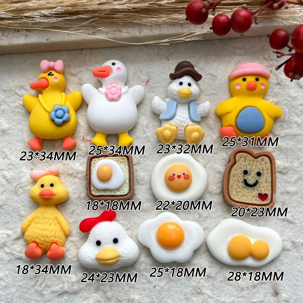100pcs Cute Mini Duck Resin Flatback Cabochon DIY Accessories for Phone Case Hairpin Keychain Earring Scrapbook Decor