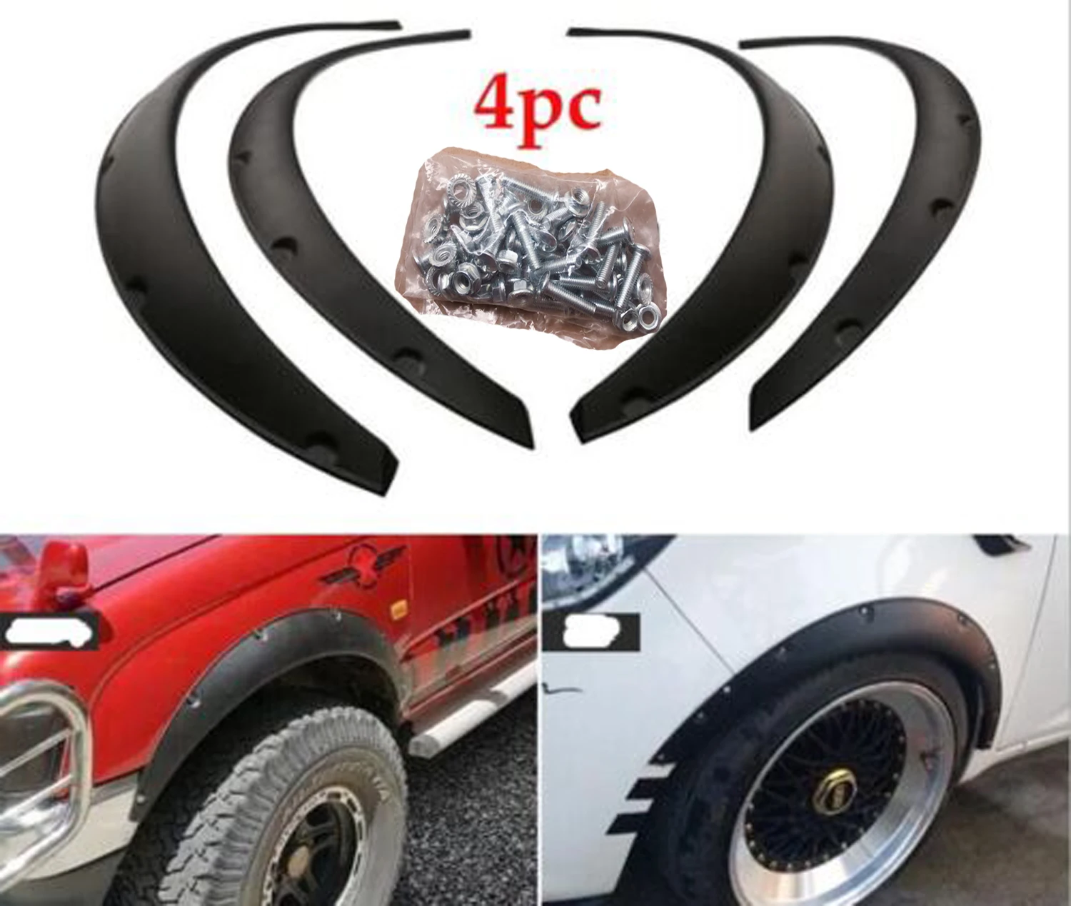 

4Pcs 3.5"/90mm Universal Flexible Car Fender Flares Extra Wide Body Wheel Arches