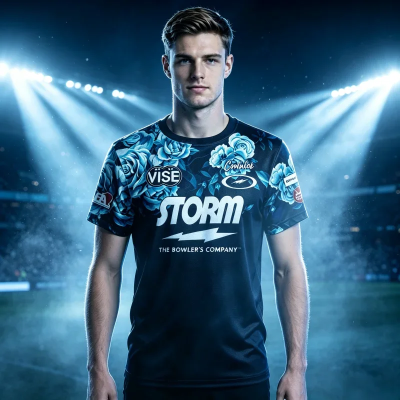 Neues Coolwick Storm Bowling Sport-Trikot, schwarzes Lightning-Logo, kurzärmliges T-Shirt, Performance Pro Player Casual Family Kids Tees – Detail 3