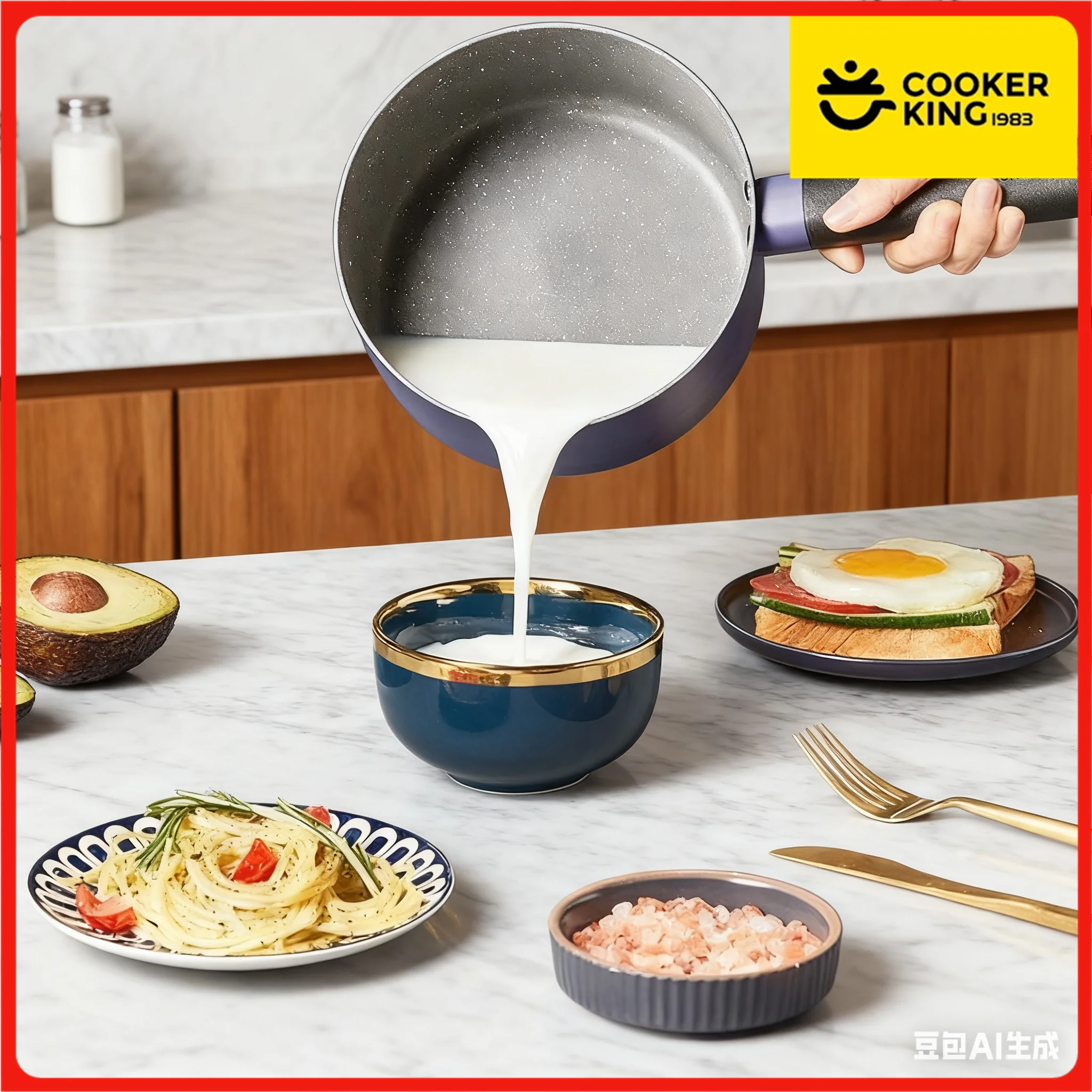 

COOKER KING 16CM Milk Pot Medical Stone Coating Saucepan Household Cooking Instant Noodles Stew Pot Boiling Congee Pan in Stock