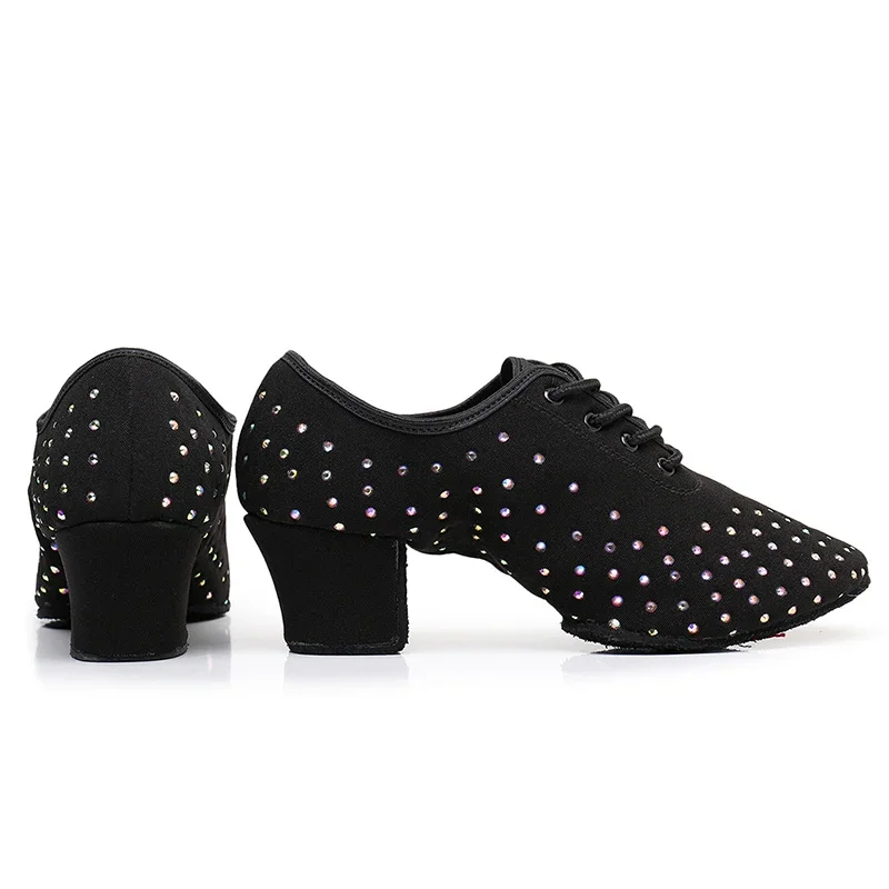 Zapatos de baile de Salsa negros para hombre y mujer, zapatillas de lona Flash estándar para salón de baile, Tango, latino, profesional, para profesores, zapatillas de Jazz