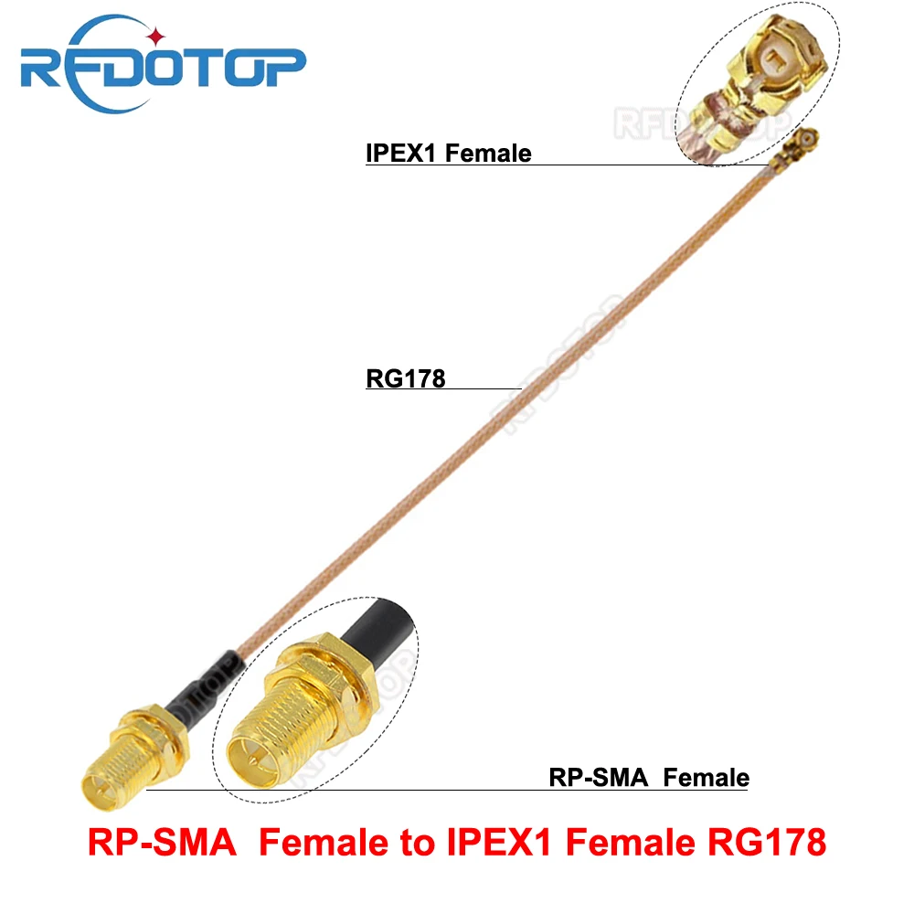 2PCS RPSMA Female to u.FL/Ufl/UMCC/MHF/IPX/IPEX-1 Female Conector RG178 RF Jumper Pigtail for WiFi Antenna IPEX1-K to RP-SMA-J