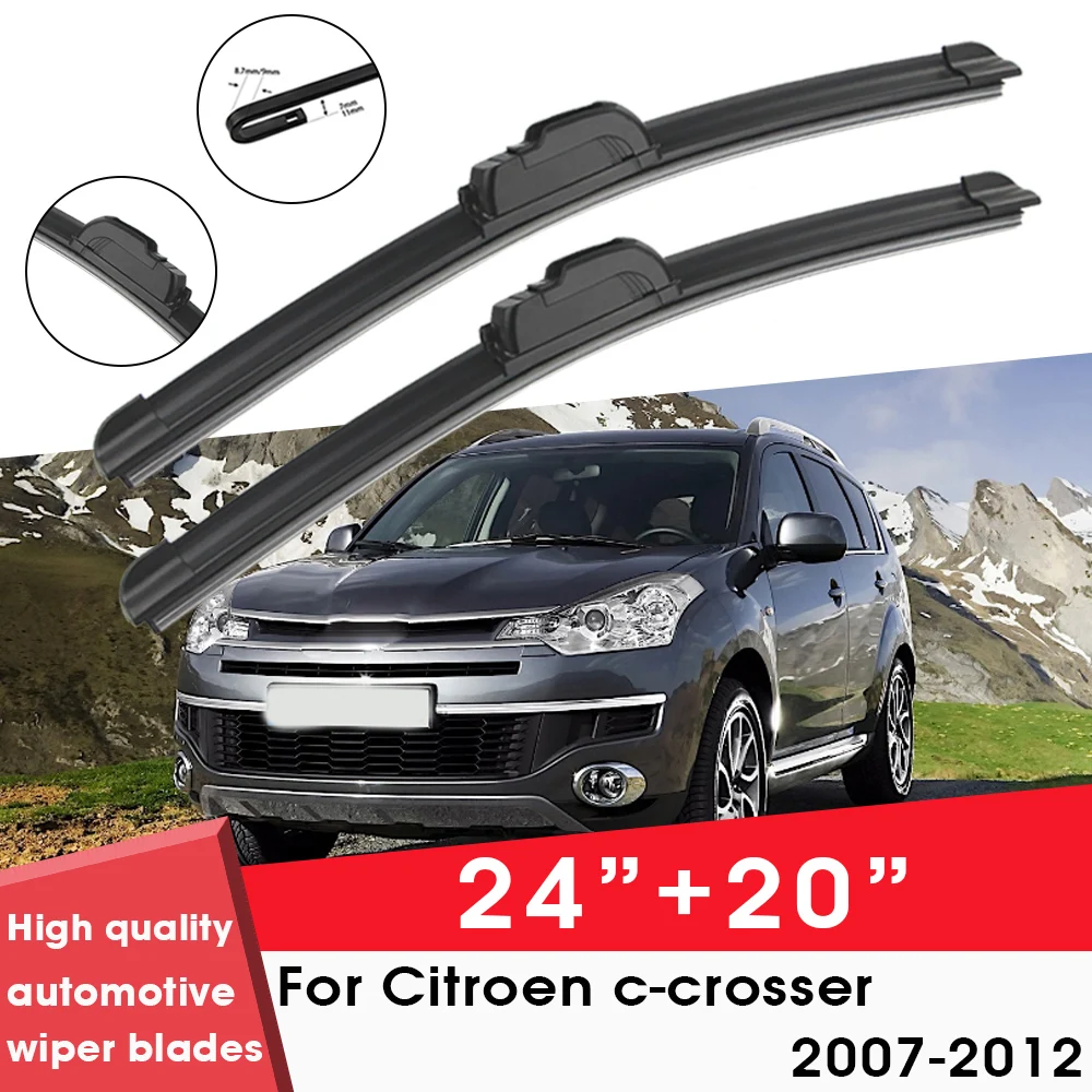 

Car Wiper Blade For Citroen c-crosser 2007-2012 24"+ 20" Windshield Windscreen Clean Naturl Rubber Car Wipers Accessories