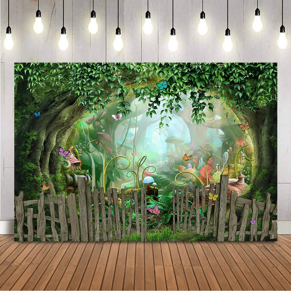 

Fairy Tale Dreamlike Forest Backdrop for Photography Spring Scenery Photo Background Jungle Woodland Newborn Kids Portrait Props