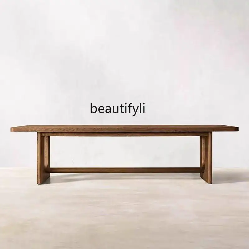 Wabi Sand wind solid wood dining table Nordic log office conference table Computer table retro negotiation Long board workbench