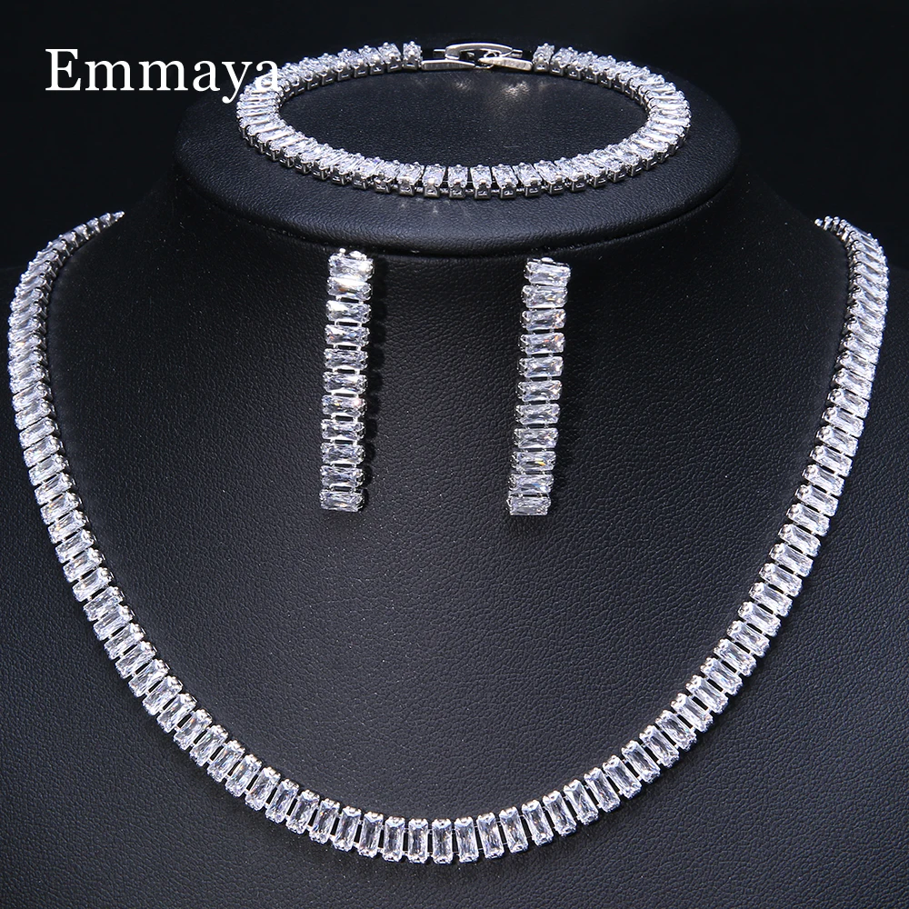 Emmaya Noble Cubic Zircon Jewelry Set Bridal Wedding Party For Female Fascinating Dress-Up Geometry Shape Elegant Ornament