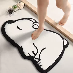 Cartoon flannel absorbent floor mats special-shaped furry bathroom non-slip foot mats thickened shower room mats