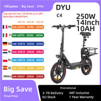 DYU C4 Folding Electric Scooter 250W Motor 36V 10AH Battery 14 Inch Tires 25km/h Max Speed, 42km Range, Front & Rear Disc Brakes