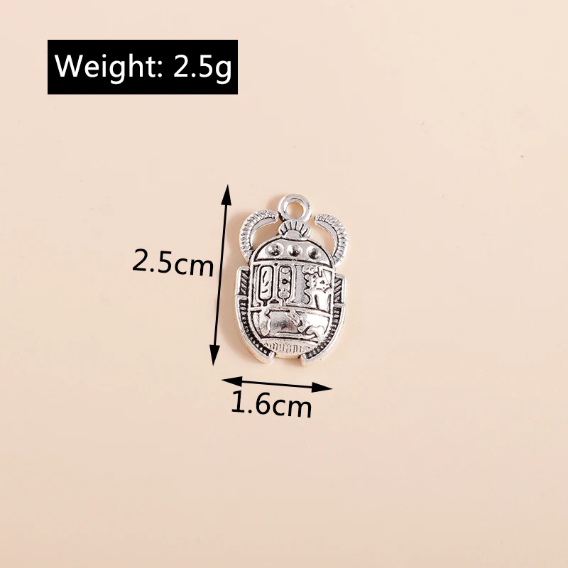 Leslie 10 Stück 16*25mm Antik-Silberfarbene Vintage Ägyptische Skarabäus-Schild-Anhänger für Armbänder Halsketten DIY-Zubehör – Detail 1