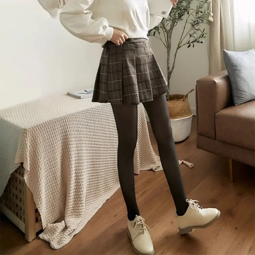 

Women Winter Thermal Underwear Bottom Thick Warm Thermal Leggings Fleece Tights Stretch Pantyhose Solid Soft Pajamas Homewear