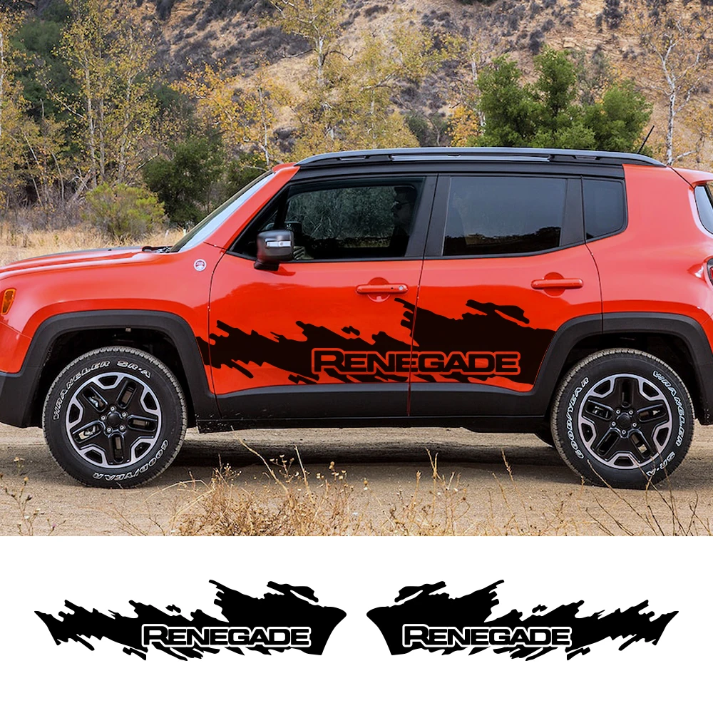 Car Door Side Skirt Decals For Jeep Renegade JK Graphics Motor Splash Vinyl Film Decor Stickers Cover Auto Tuning Accessories