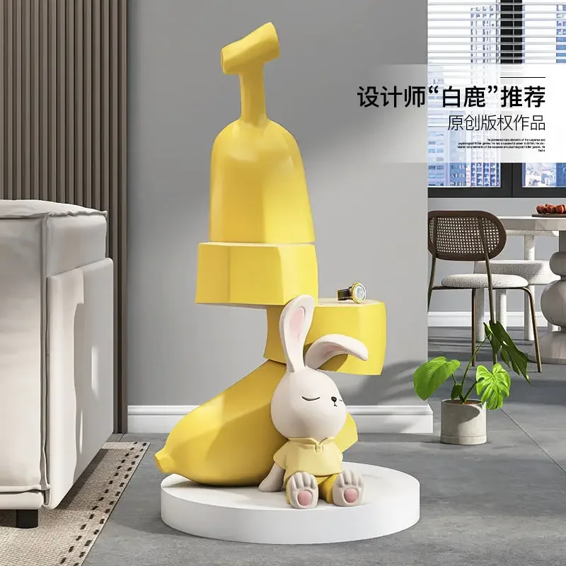 Trendy Banana Rabbit Floor Ornaments Living Room Bedroom Storage Rack Multifunctional Accessories Office Decoration