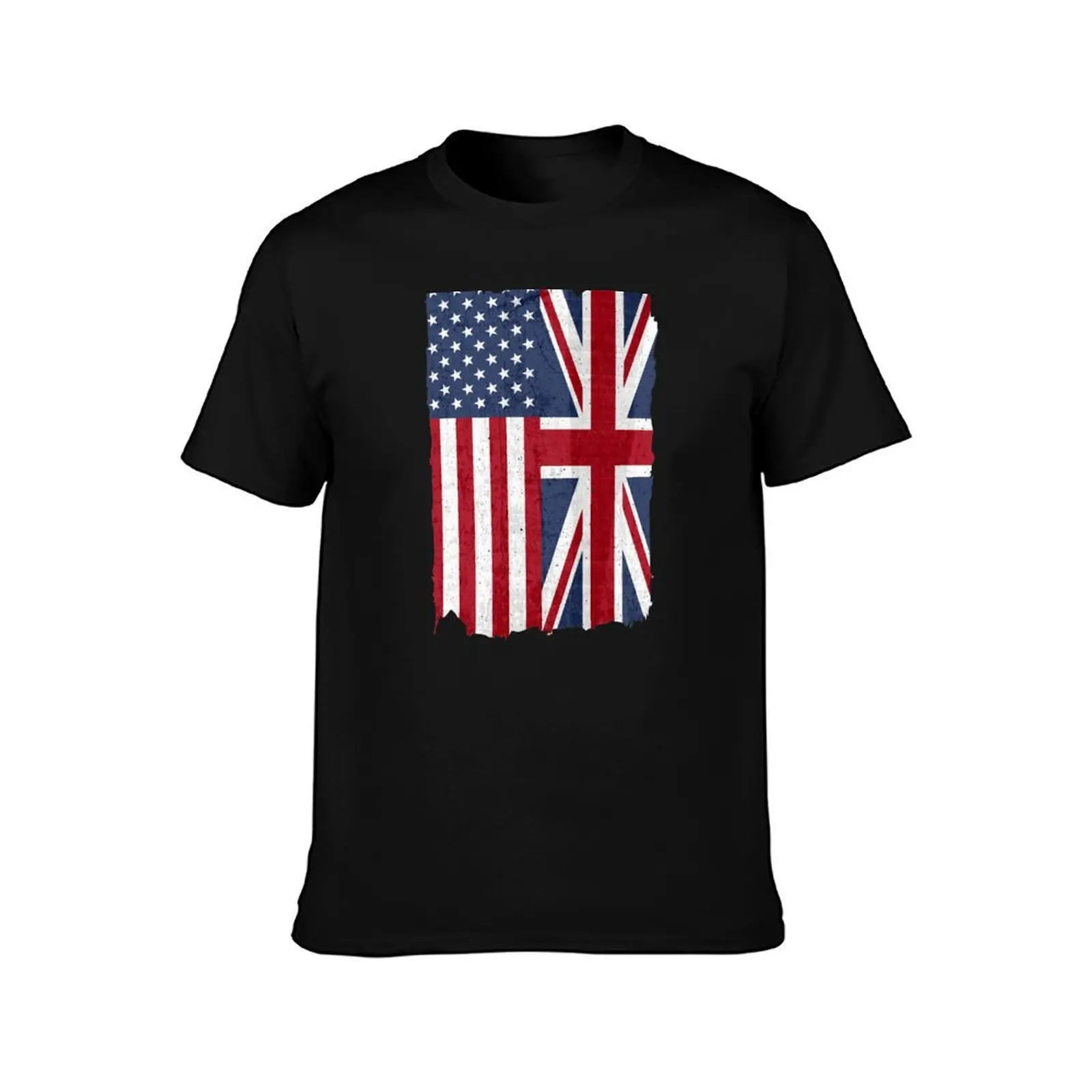 United States with United Kingdom Flag Mix US and UK Union Jack T-Shirt Basic Simple Casual Short Sleeve Tee T-Shirt